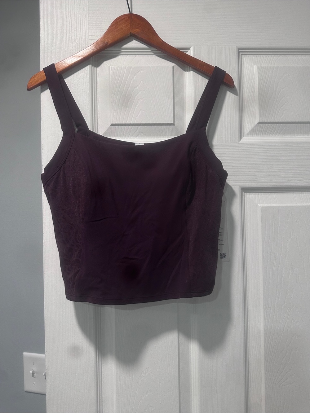 Women's Maroon Square-Neck Tank Top- faux lace sides